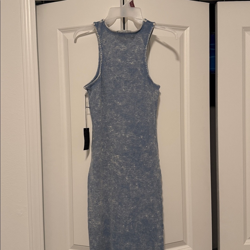 Embellished Blue Sleeveless Dress - Picture 3 of 5
